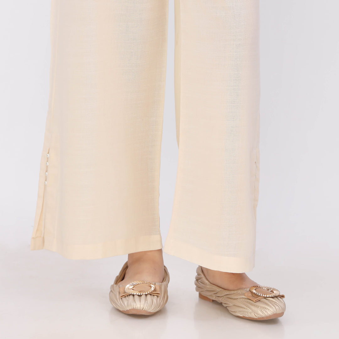 Off/White Slub Khaddar Trouser PL5144