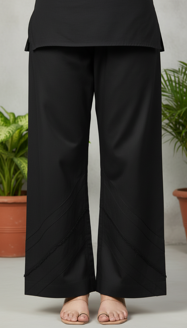Black Embellished Cambric Trouser PL6029