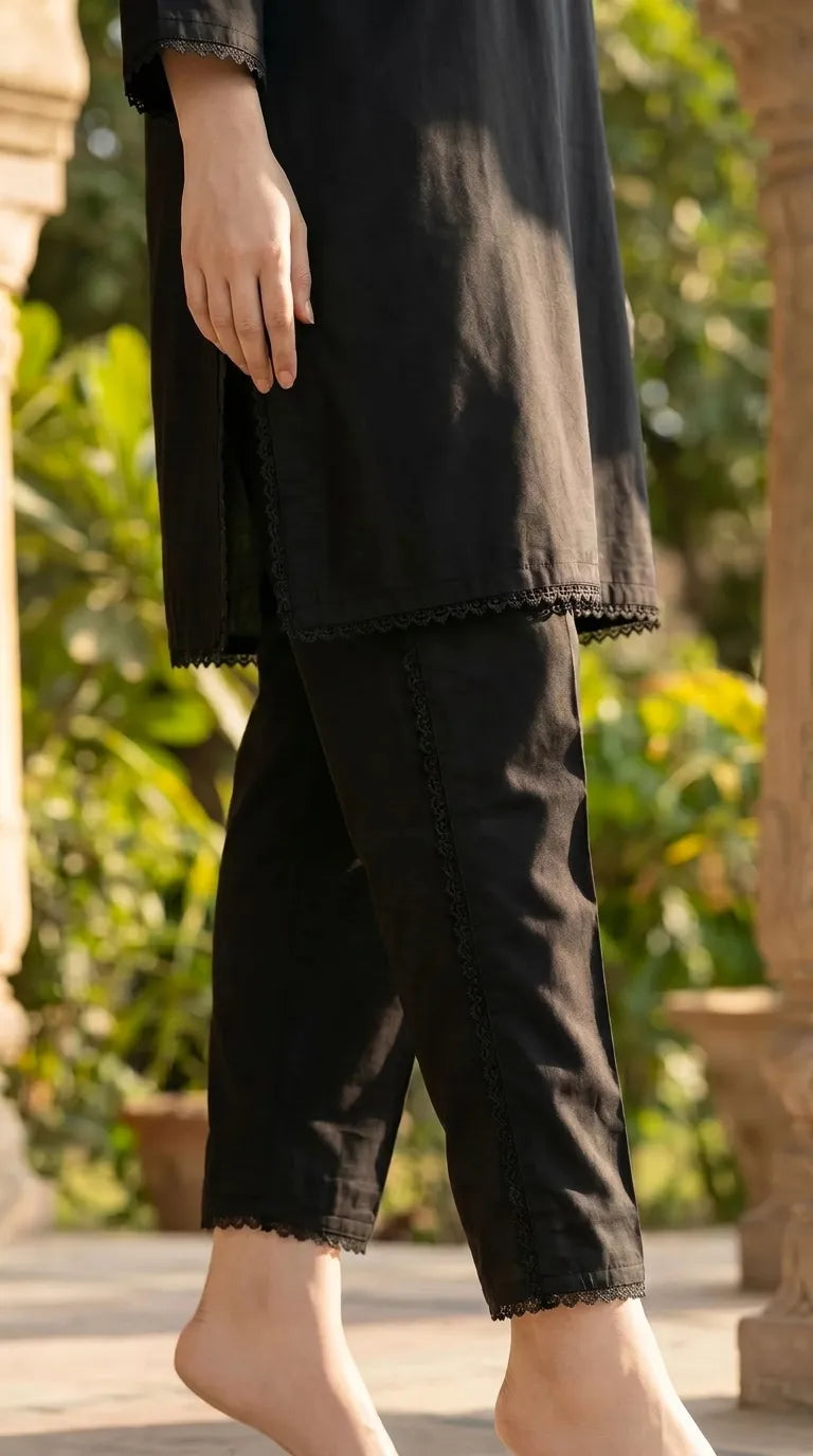 Black Solid Cambric Trouser PL603101