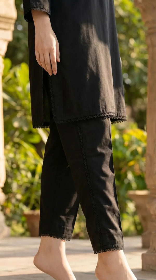 Black Solid Cambric Trouser PL603101