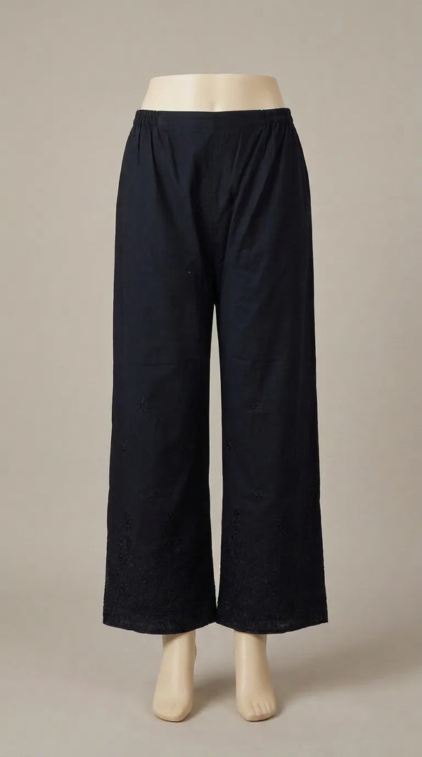 Black Embroidered Cambric Trouser PL606501