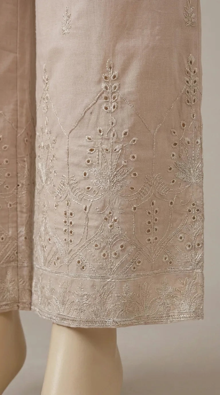 Beige Embroidered Cambric Trouser PL606562