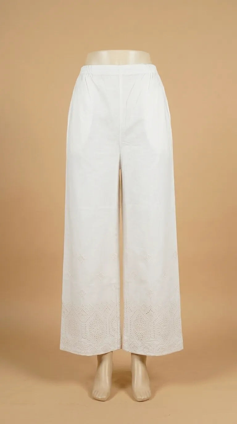 Cream Embellished Cambric Trouser PL606608