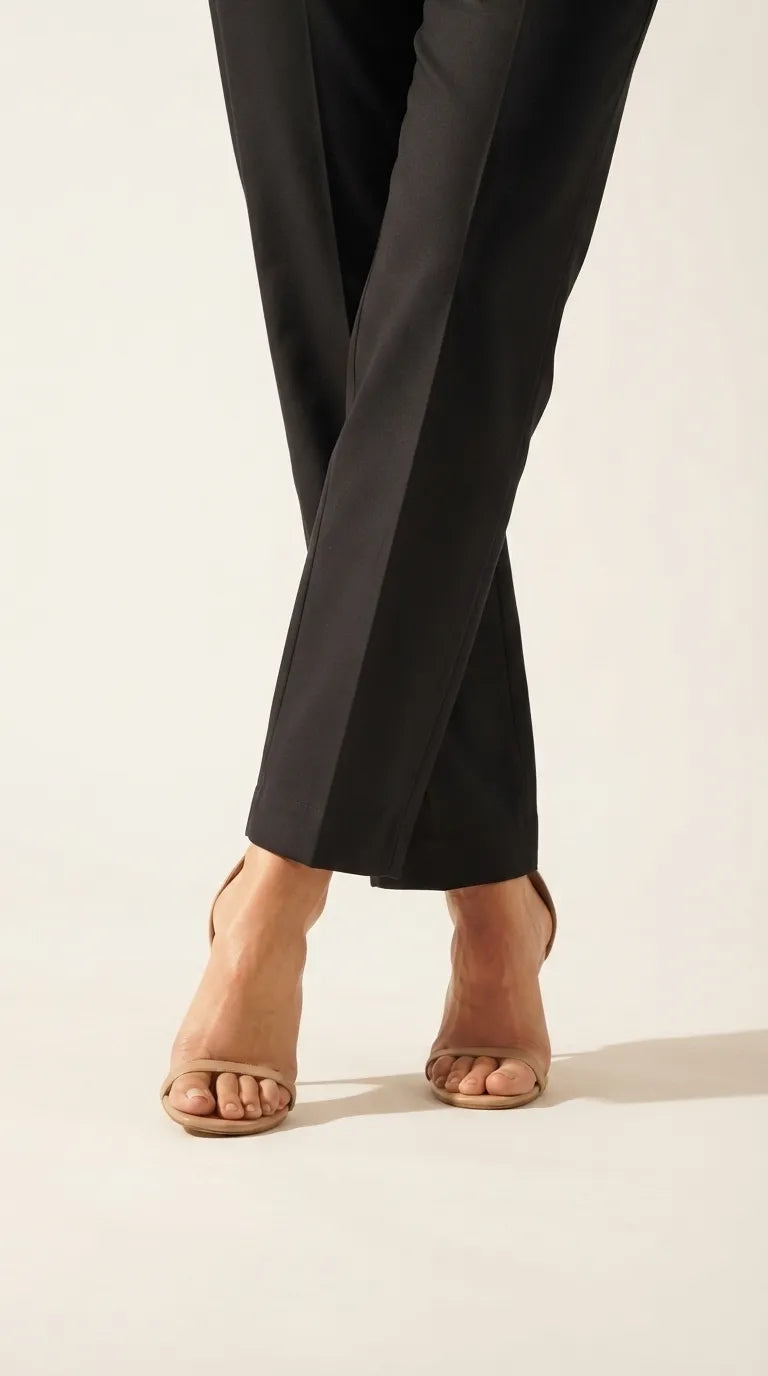 Black Solid Cambric Trouser PL607101
