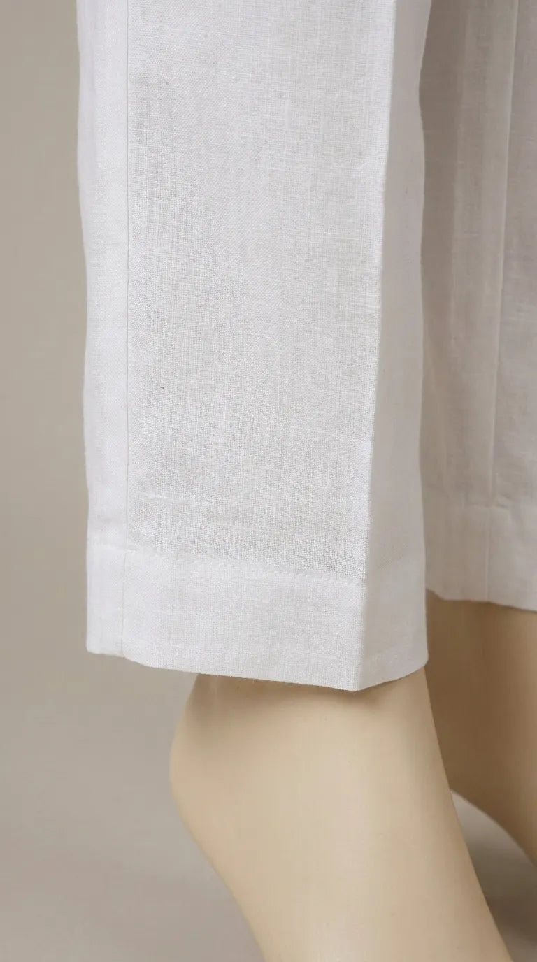 White Solid Cambric Trouser PL607109