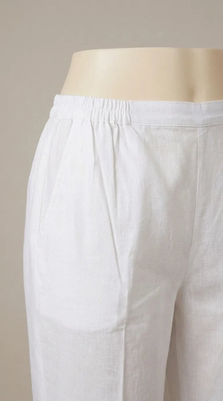 White Solid Cambric Trouser PL607109