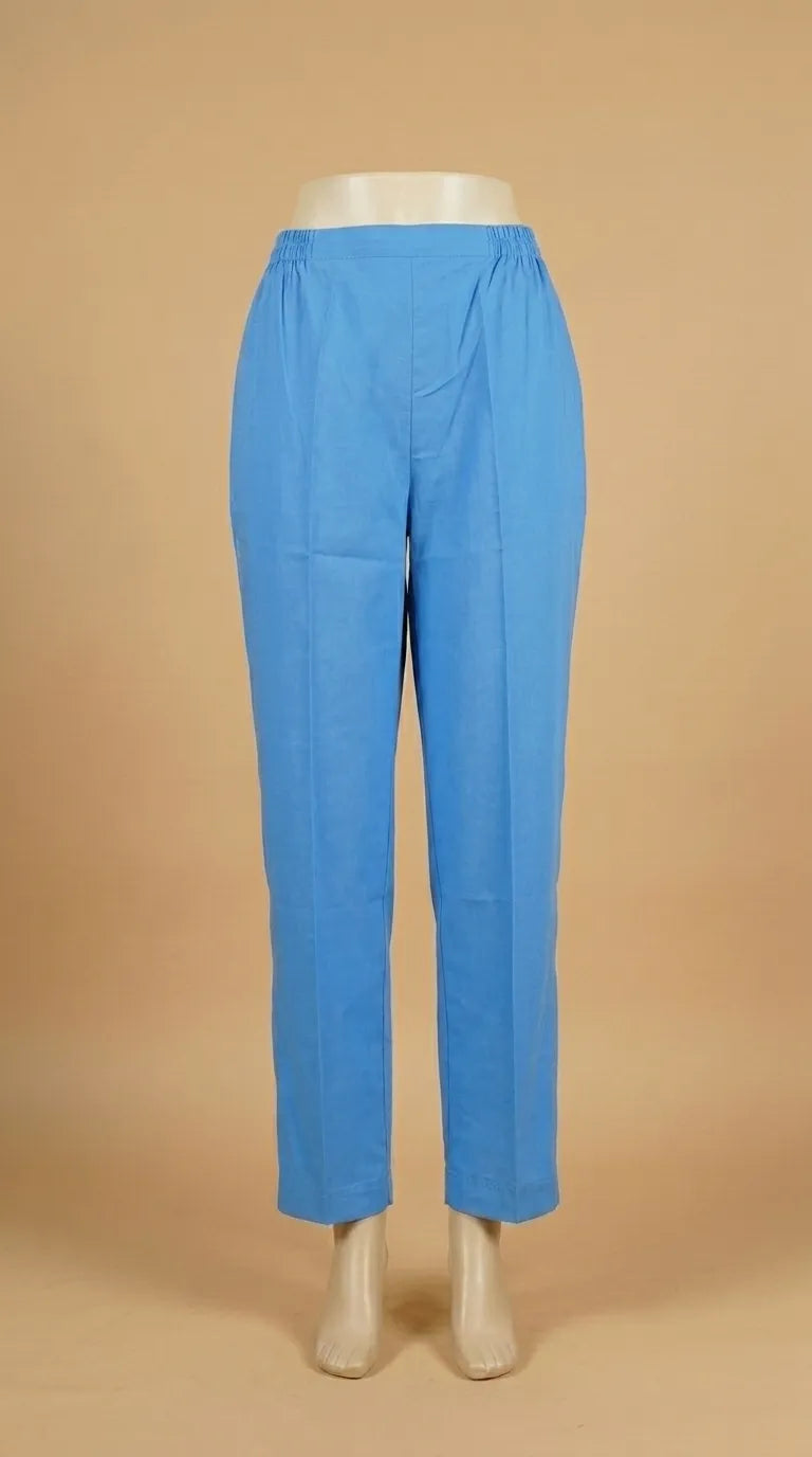 Blue Solid Cambric Trouser PL607112