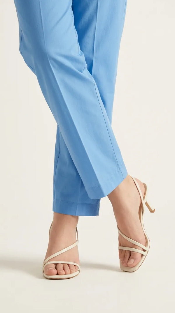 Blue Solid Cambric Trouser PL607112