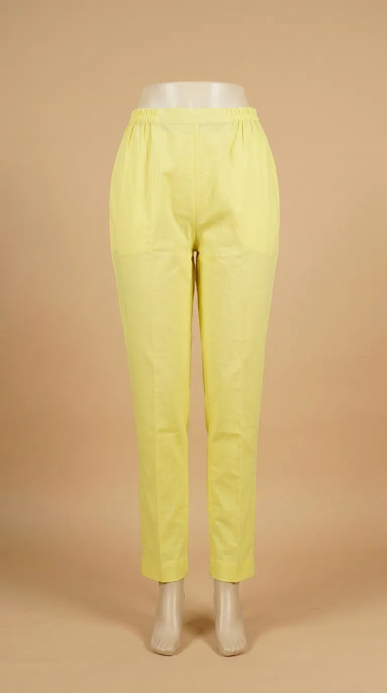 Yellow Solid Cambric Trouser PL607120
