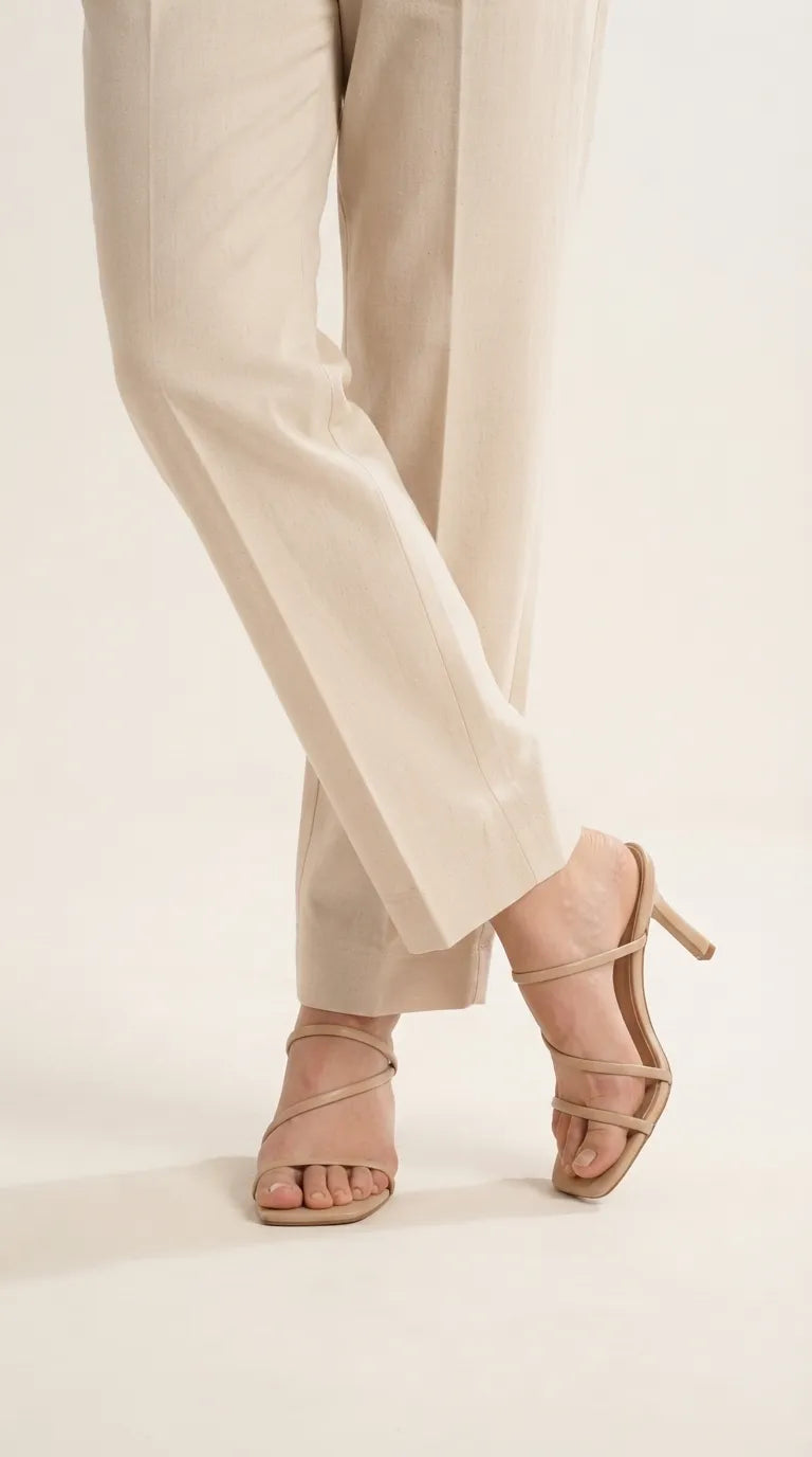 Beige Solid Cambric Trouser PL607162