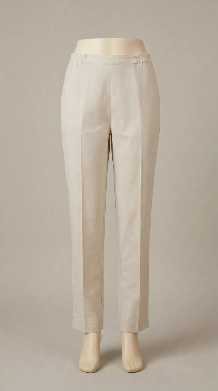Beige Solid Cambric Trouser PL607162