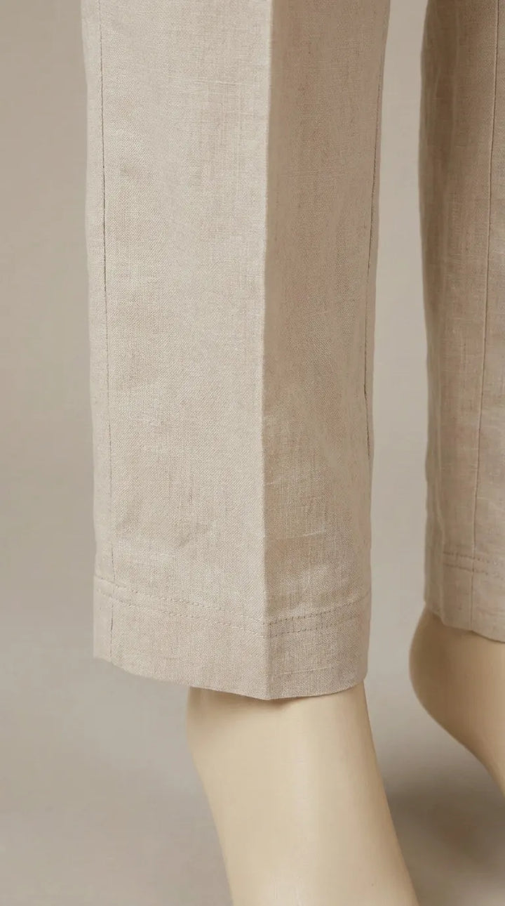 Beige Solid Cambric Trouser PL607162