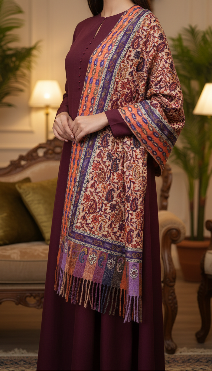 Orange Winter Stole PN5290