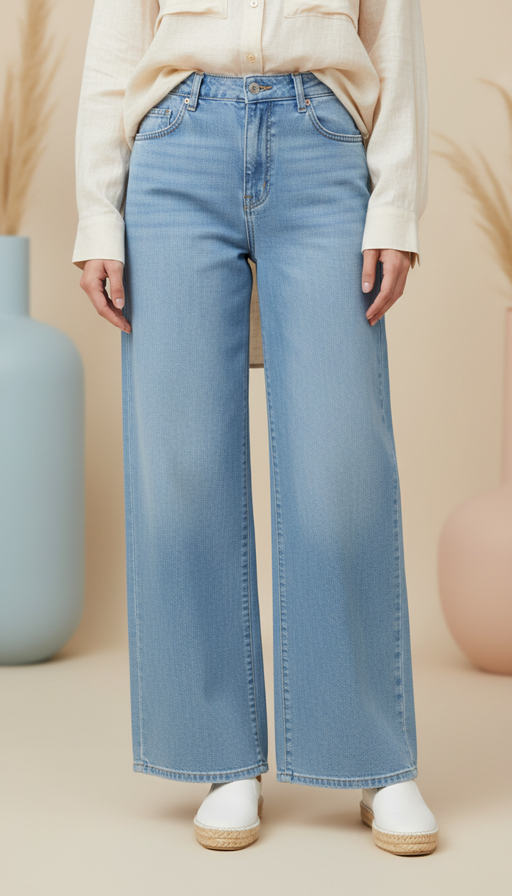 Sky Blue Seamless Flapper Denim Pant PS1540