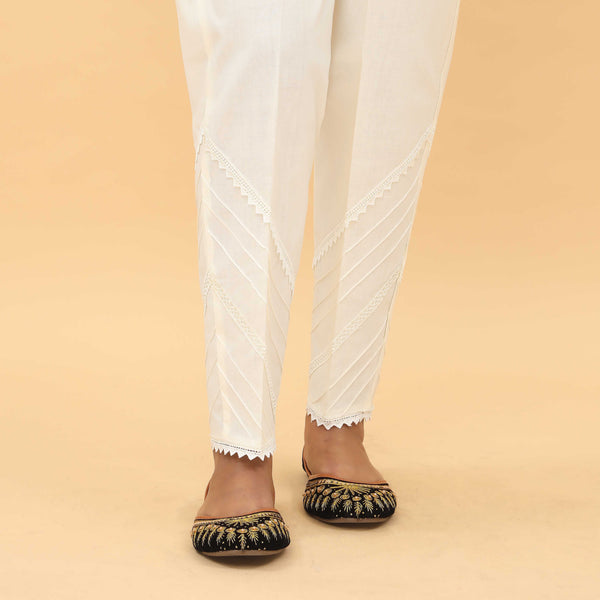 Cream Slim Fit Embellished Trouser PS4578