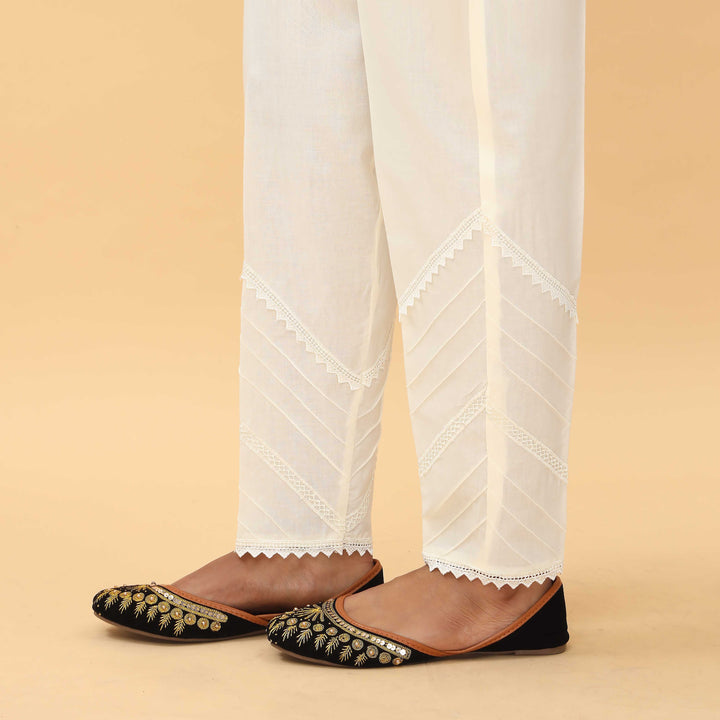 Cream Slim Fit Embellished Trouser PS4578