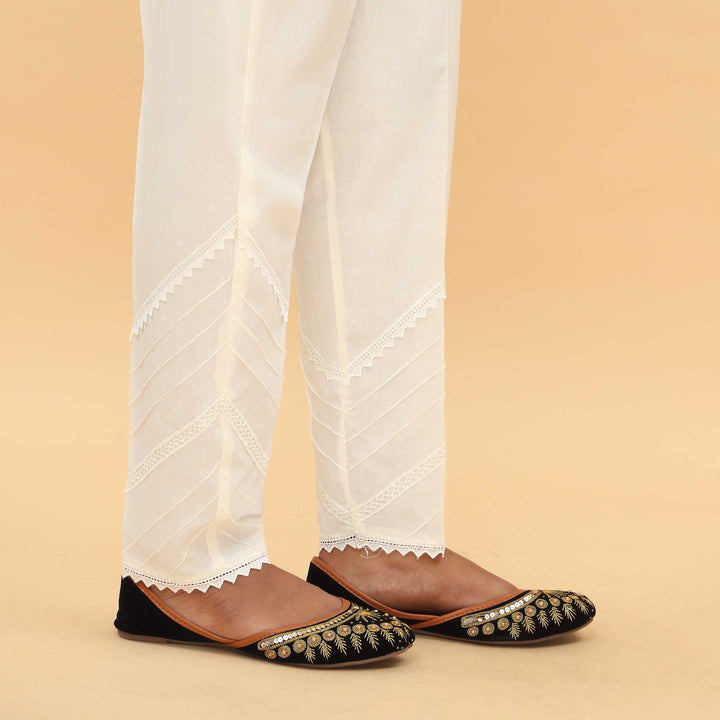 Cream Slim Fit Embellished Trouser PS4578