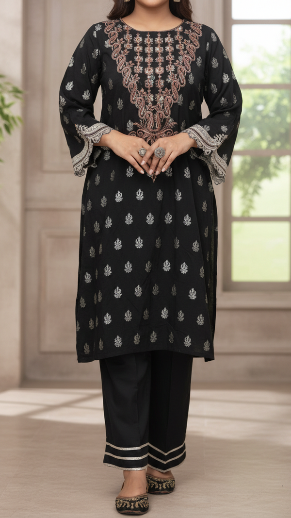 2PC- Jaquard Shirt & Grip Silk Trouser PS4908