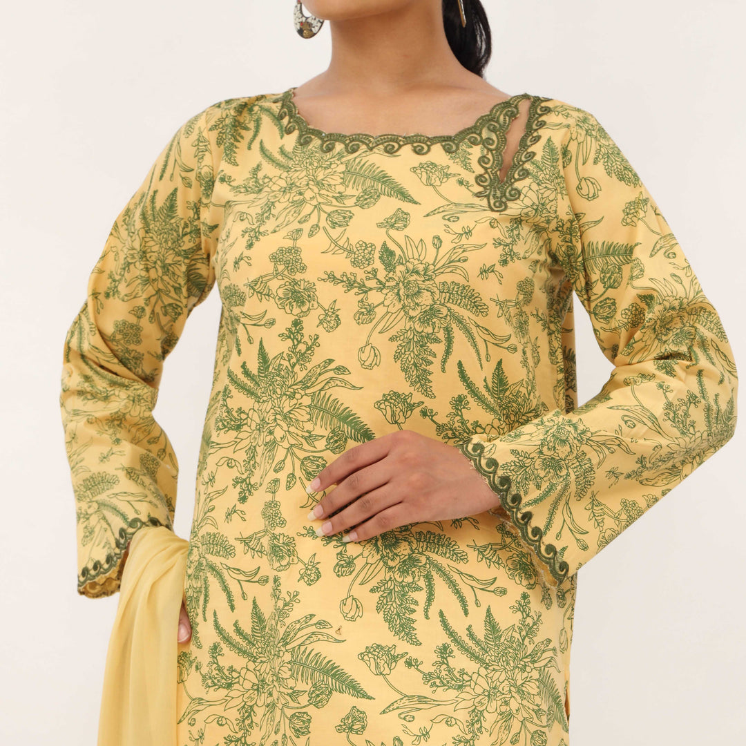 3PC- Allover Printed Cotton Cambric Suit PS5061
