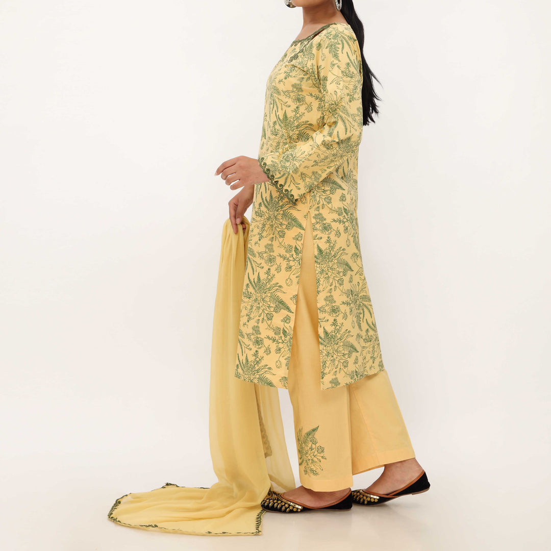 3PC- Allover Printed Cotton Cambric Suit PS5061