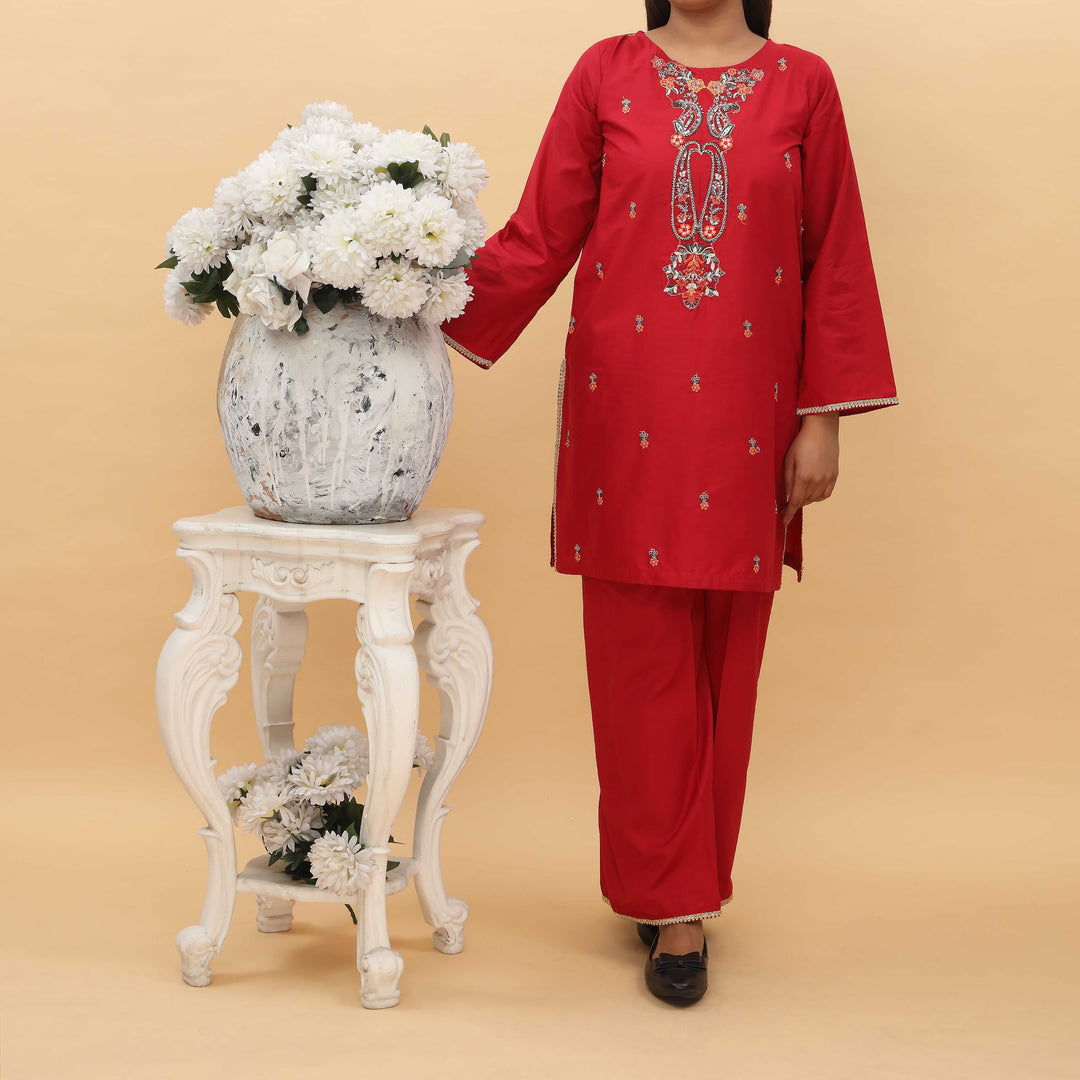 2PC- Embellished Cambric Cord Set PS5074