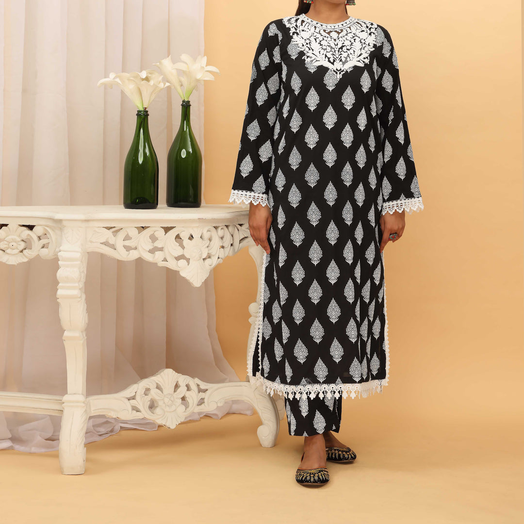 2PC- Puff Printed Cambric Suit PS5094