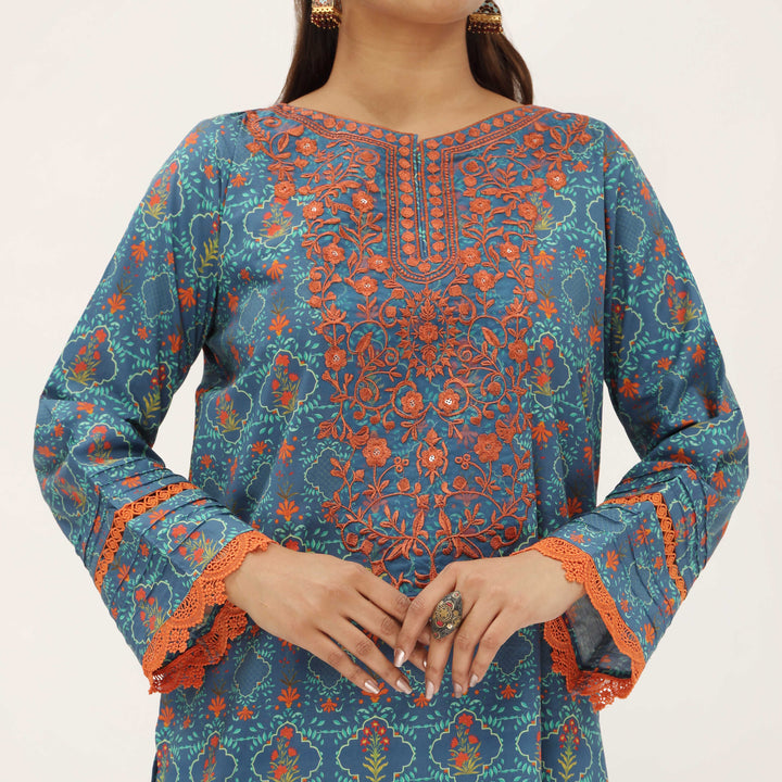 2PC- Digital Printed Cambric Suit PS5135