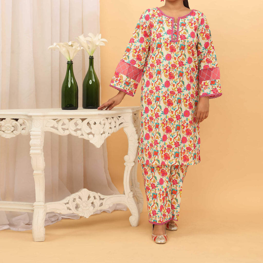 2PC- Digital Printed Cambric Suit PS5163