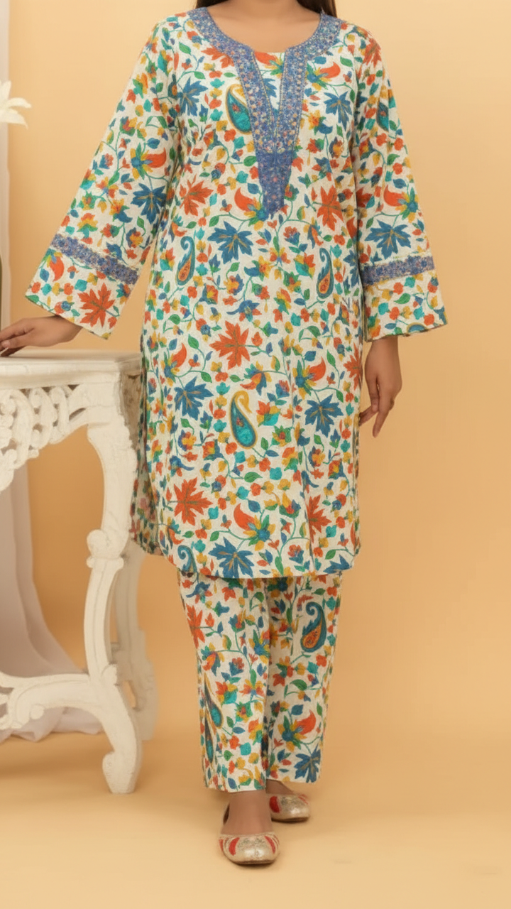 2PC- Digital Printed Cambric Suit PS5165