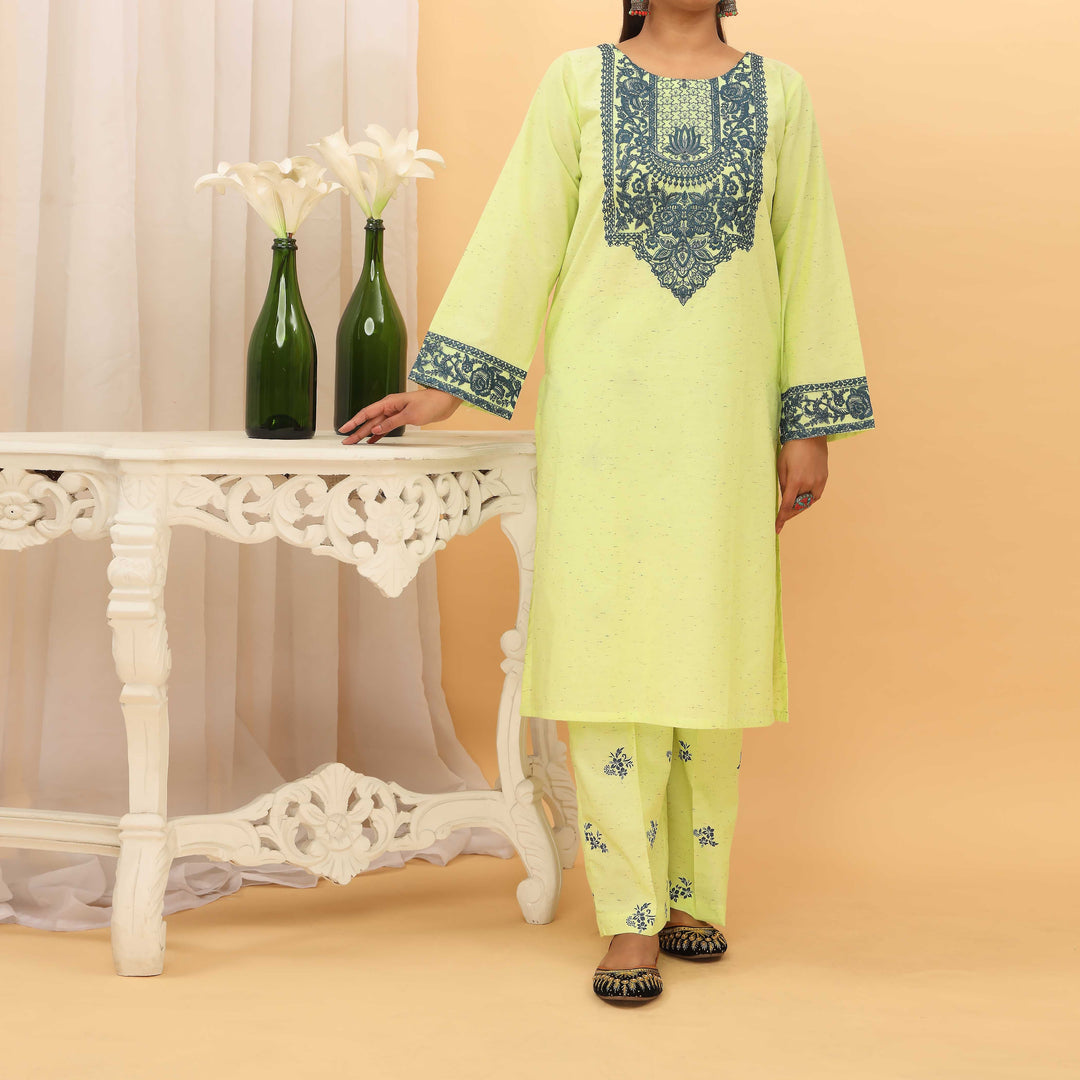 2PC- Yarn Dyed Embroiderd Karandi Suit PS5197