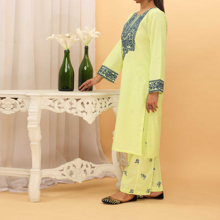 2PC- Yarn Dyed Embroiderd Karandi Suit PS5197