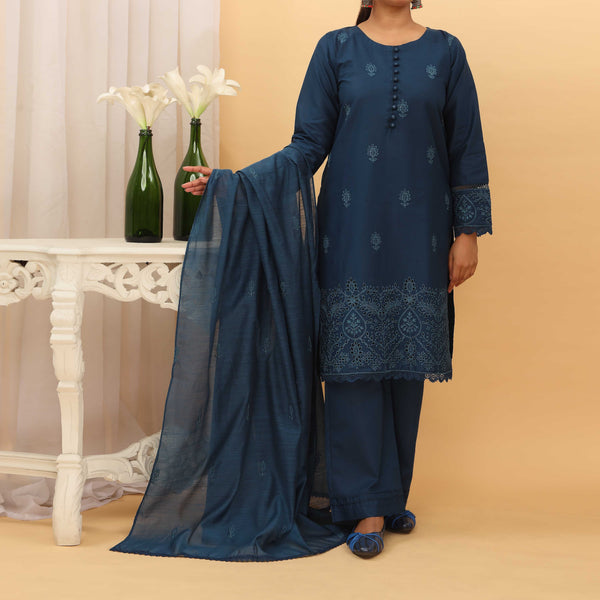 3PC- Embroidered Cambric Suit PS5217