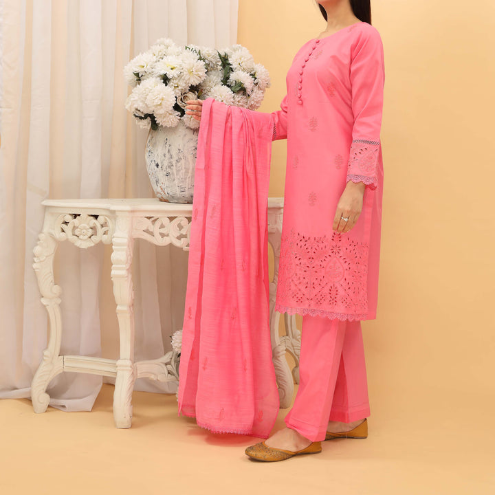 3PC- Embroidered Cambric Suit PS5220