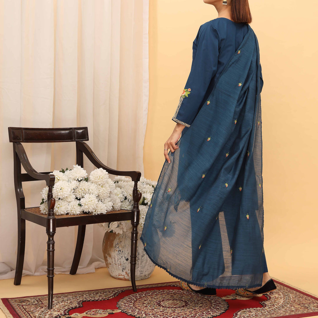 3PC- Embroidered Cambric Suit PS5223