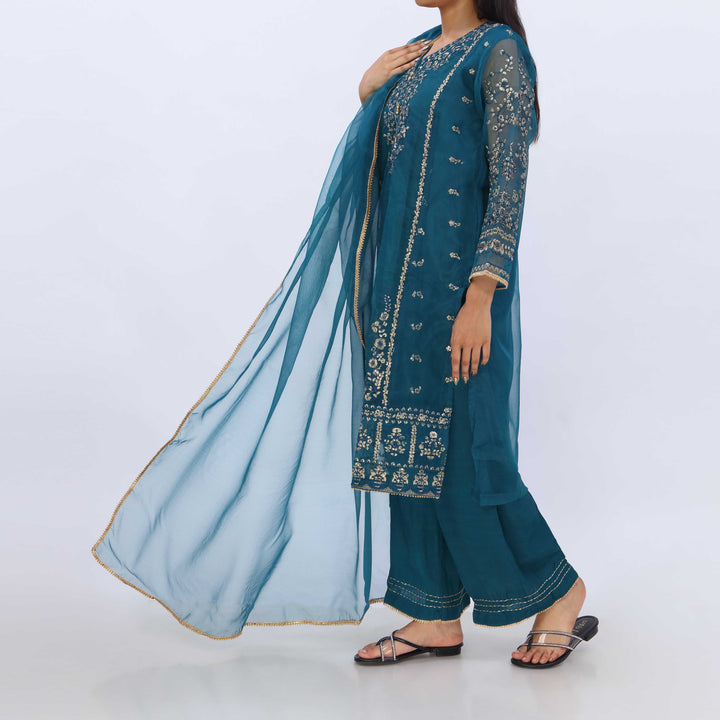 3PC- Dyed Organza Suit PS5226