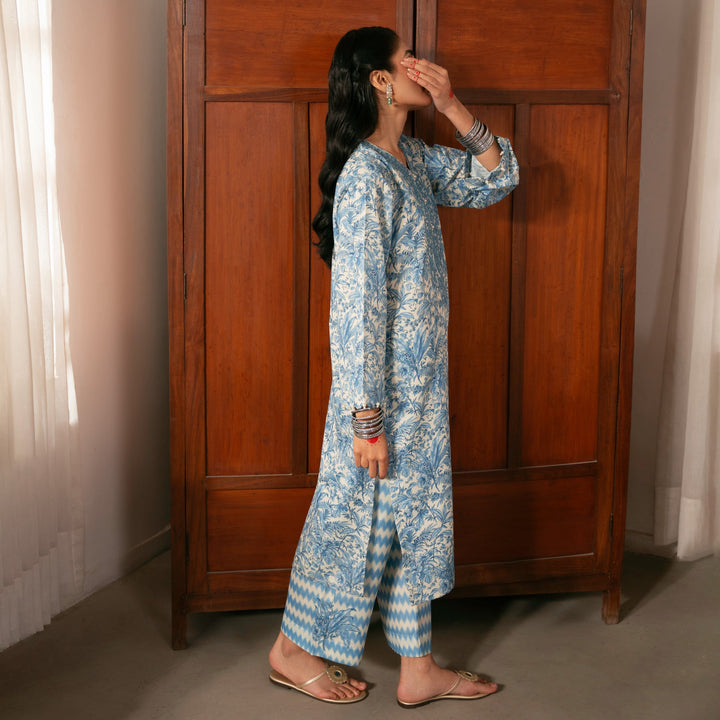 2PC- Digital Printed Intermix Cotton Suit PS5231
