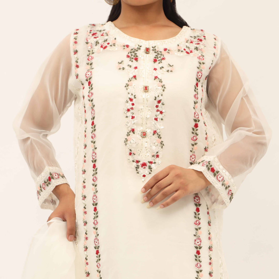 3PC- Fully Embroidered Organza Suit PS5246
