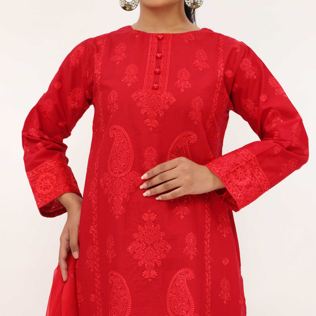 3PC- Embroidered Cambric Suit PS5265