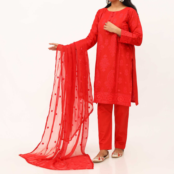 3PC- Embroidered Cambric Suit PS5268
