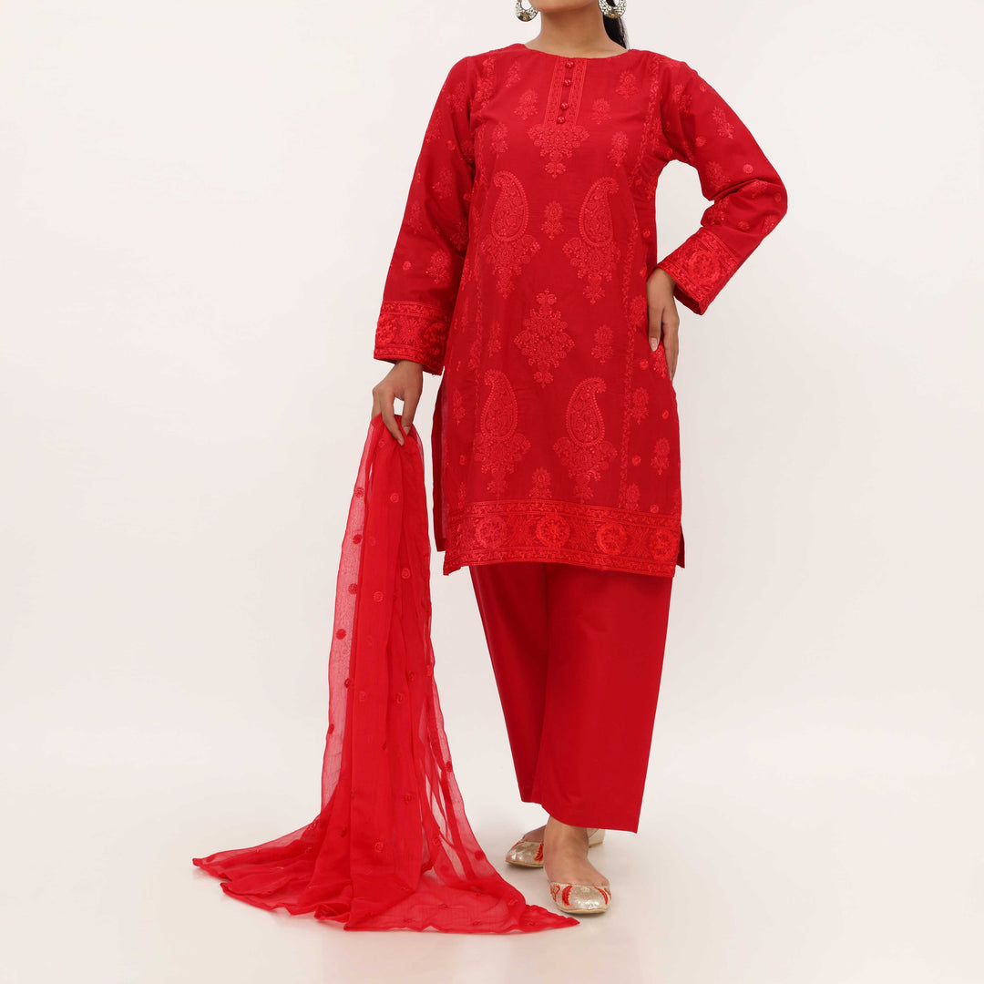3PC- Embroidered Cambric Suit PS5270