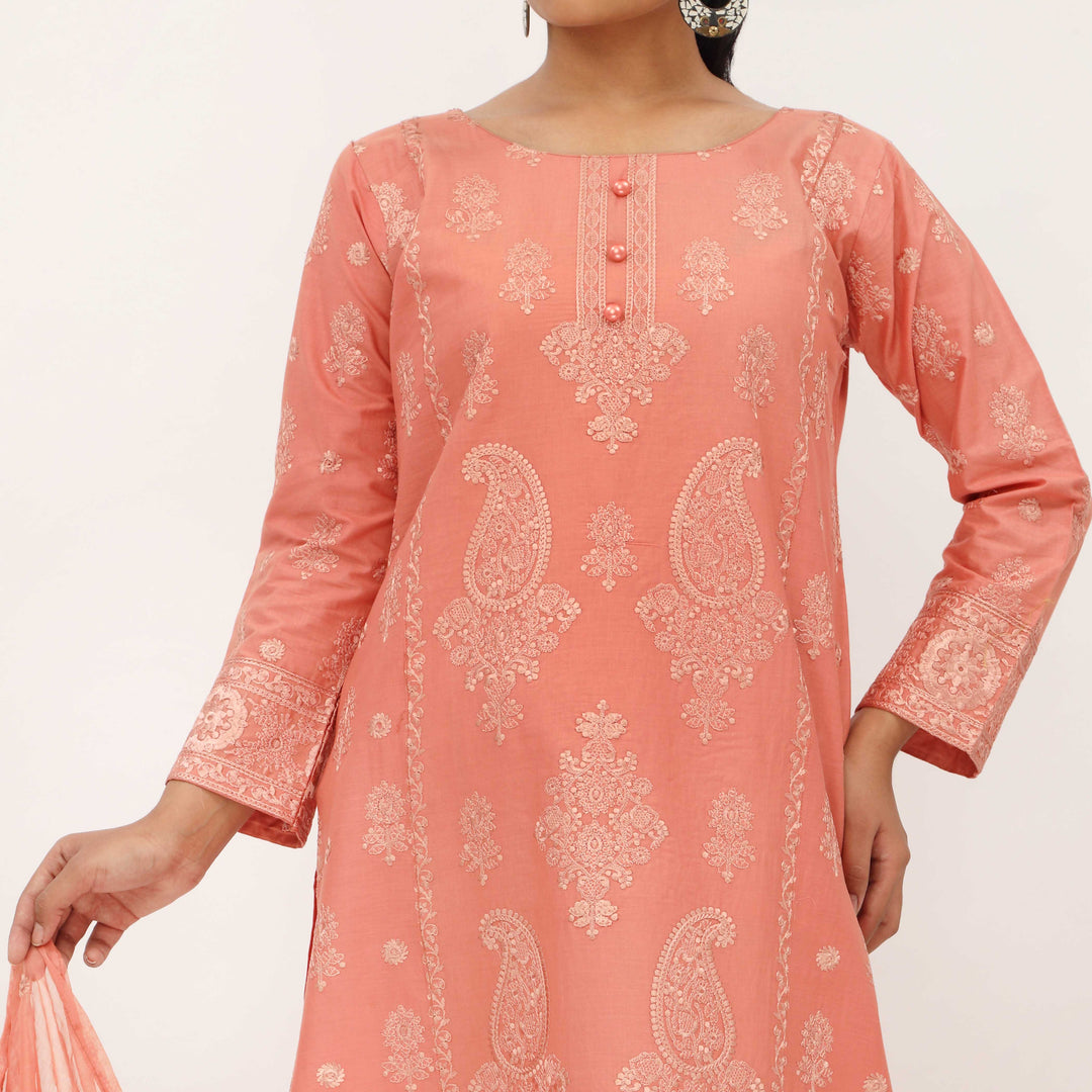 3PC- Embroidered Cambric Suit PS5271