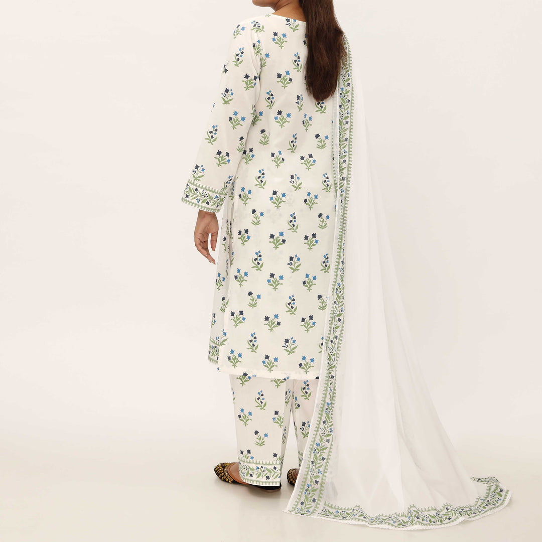 3PC- Screen Printed Cotton Cambric Suit PS5299