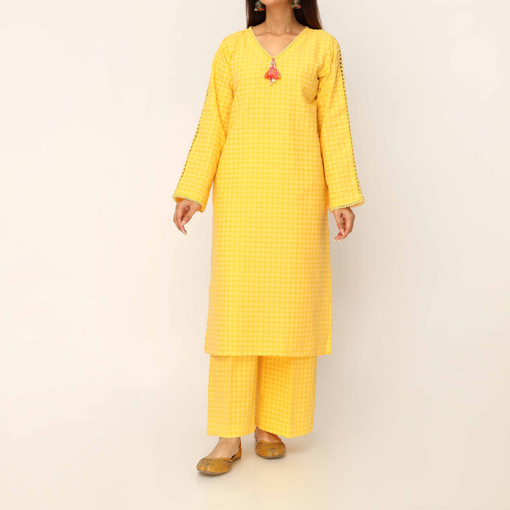 2PC- Seersucker Mix Fabric Co-ord Set PS5300