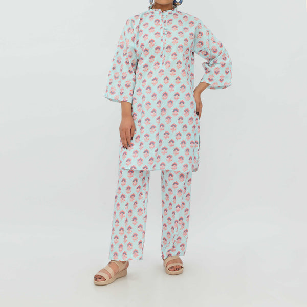 2PC- Digital Printed Cotton Cambric Co-ord Set PS5366