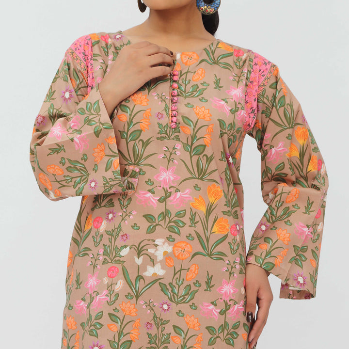 2PC- Digital Printed Cotton Cambric Co-ord Set PS5376