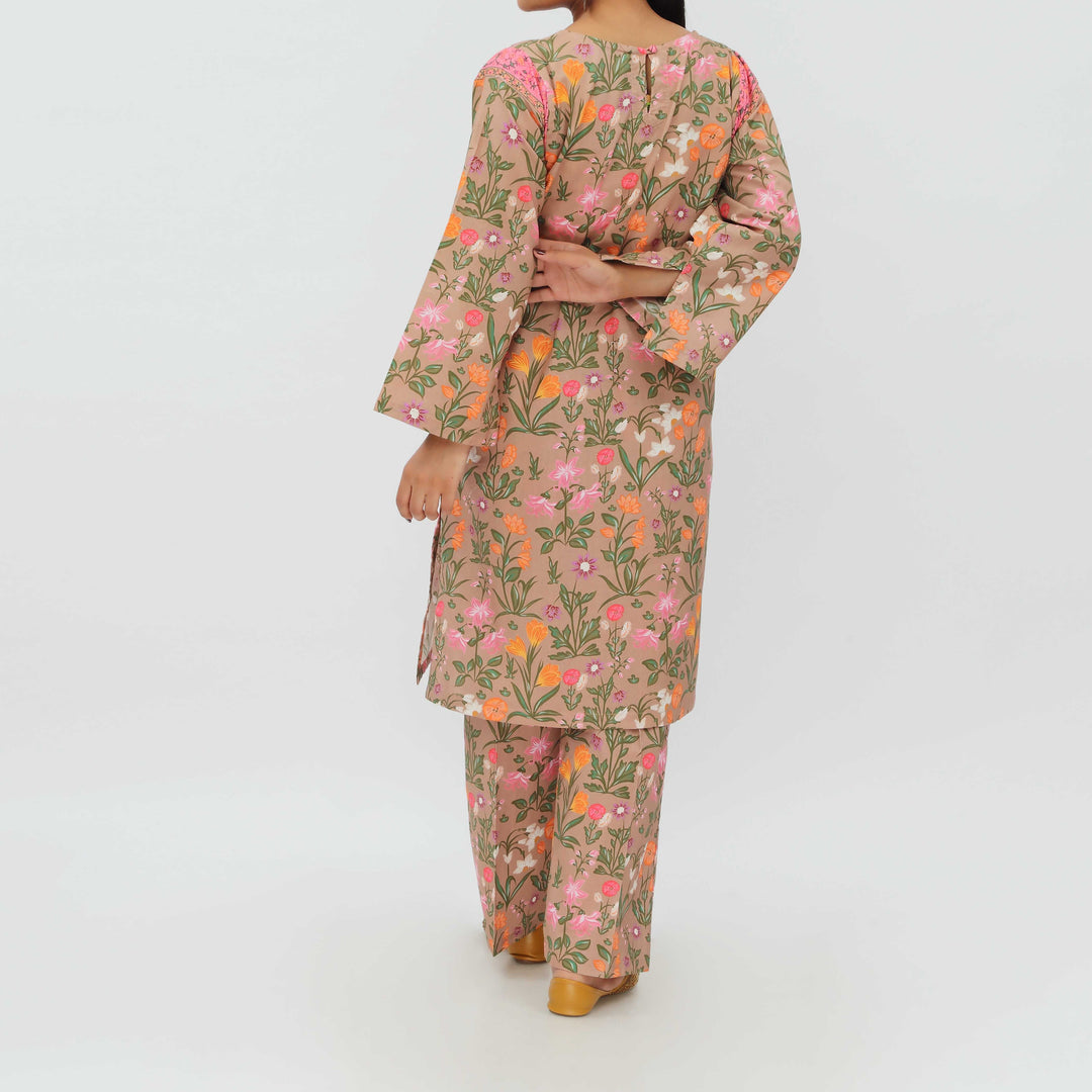 2PC- Digital Printed Cotton Cambric Co-ord Set PS5376