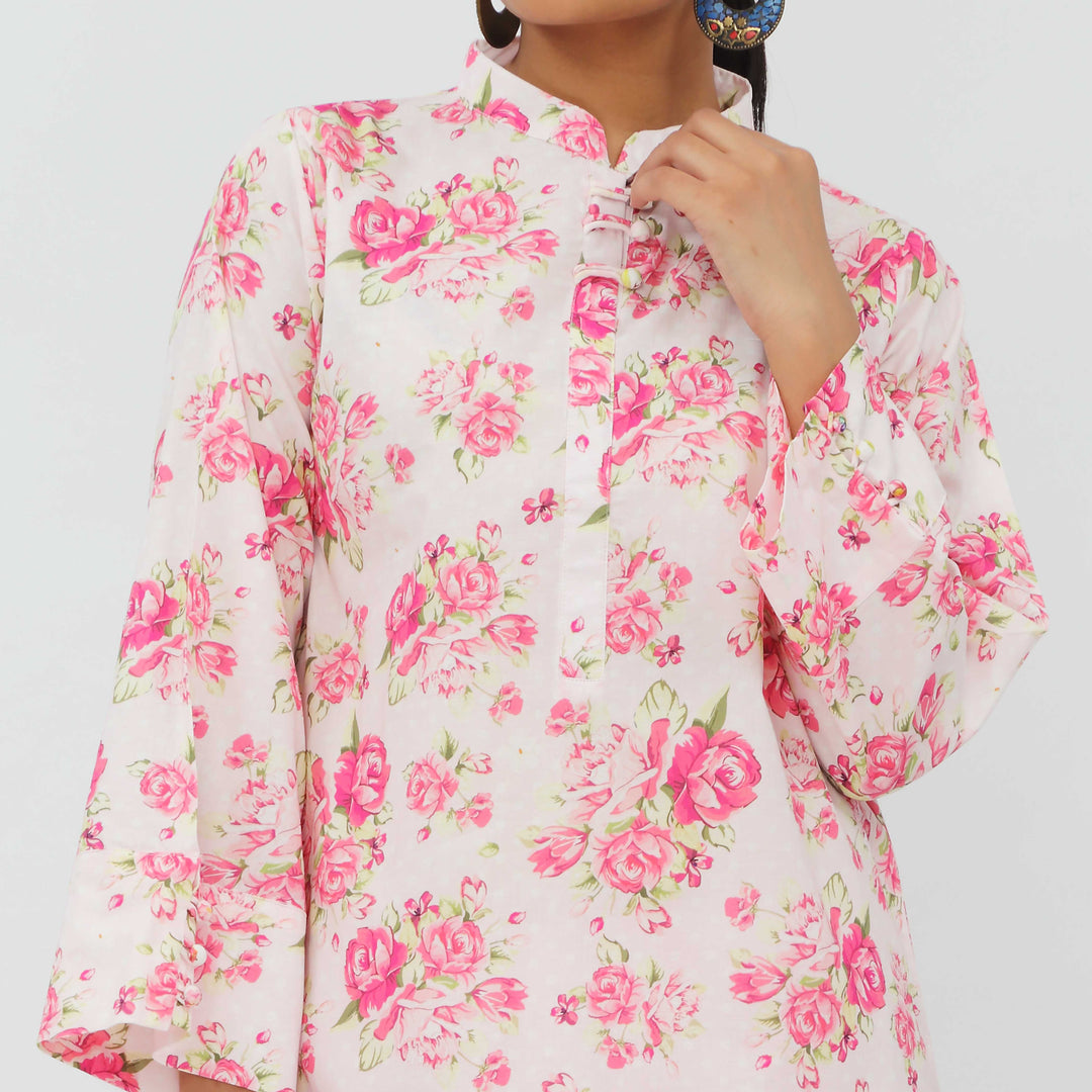 2PC- Digital Printed Cotton Cambric Co-ord Set PS5377