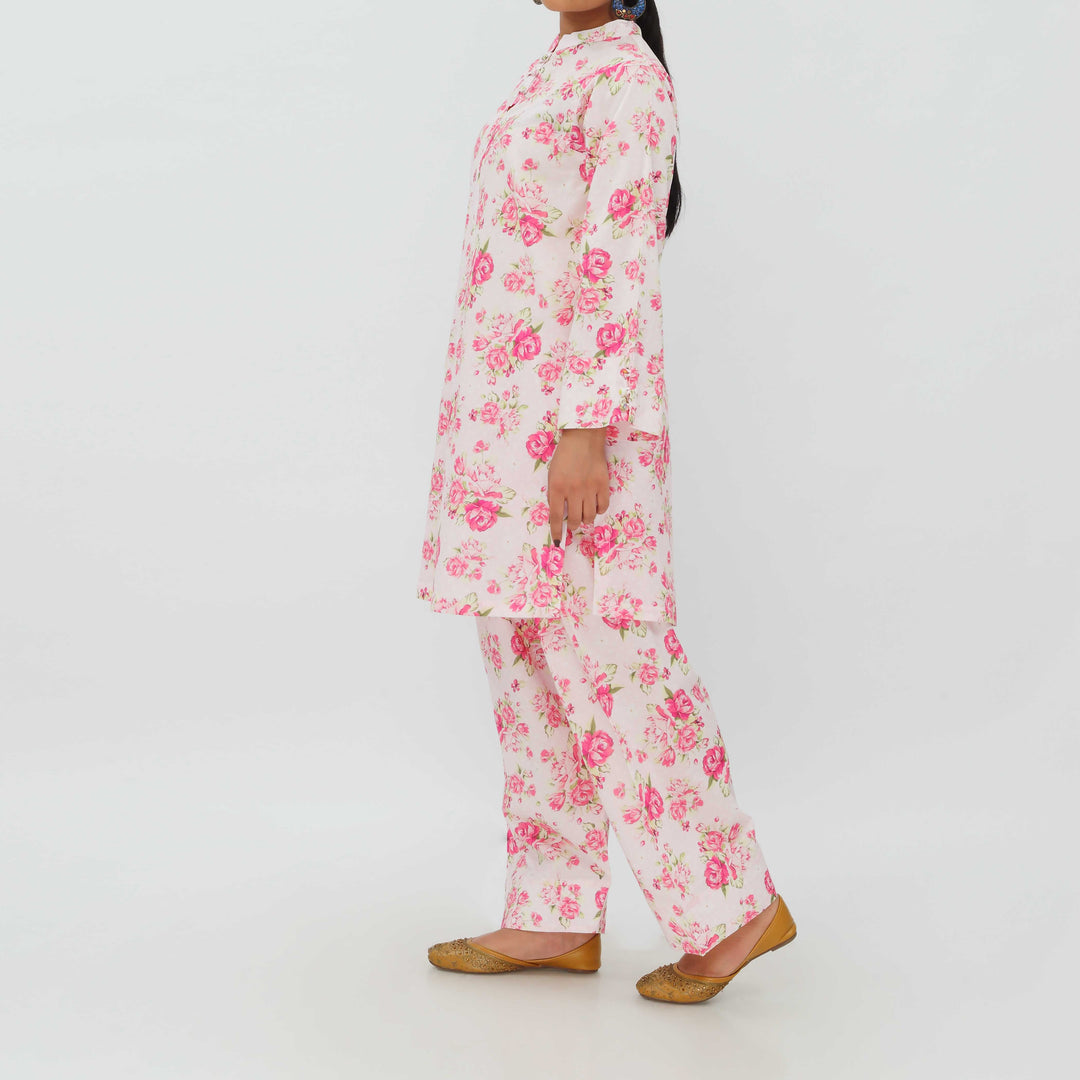 2PC- Digital Printed Cotton Cambric Co-ord Set PS5377