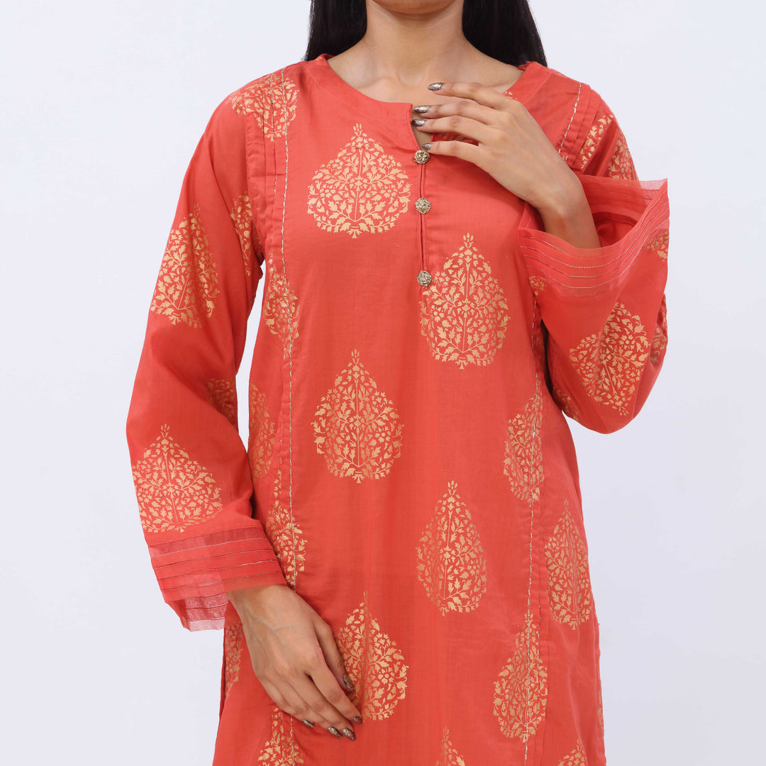 3PC- Cotton Cambric Printed Suit PS5378