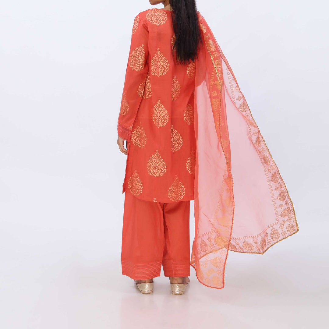 3PC- Cotton Cambric Printed Suit PS5378